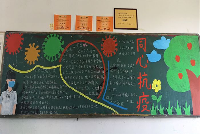 新都校区组织开展"抗击疫情,我有"画"说"黑板报,手抄报制作活动